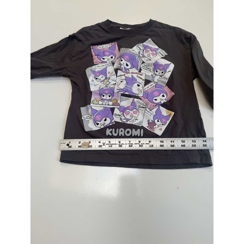 Zara Kids Sanrio Kuromi Graphic Long Sleeve T-Shirt Charcoal Grey Size 8-9 - Picture 3 of 4